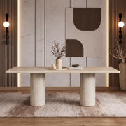 Eden Twin Pedestal Marble Dining Table