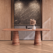 Liam Twin Tapered Pedestal Marble Dining Table