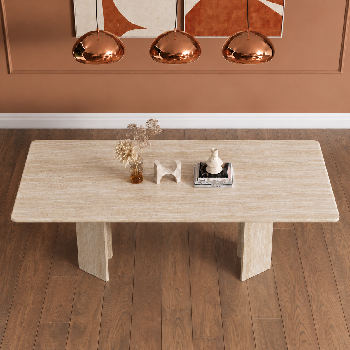 Lorenzo Twin Pedestal Marble Dining Table