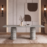Milo Twin Pedestal Marble Dining Table
