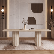 Arezzo Twin Fluted Pedestal Marble Dining Table