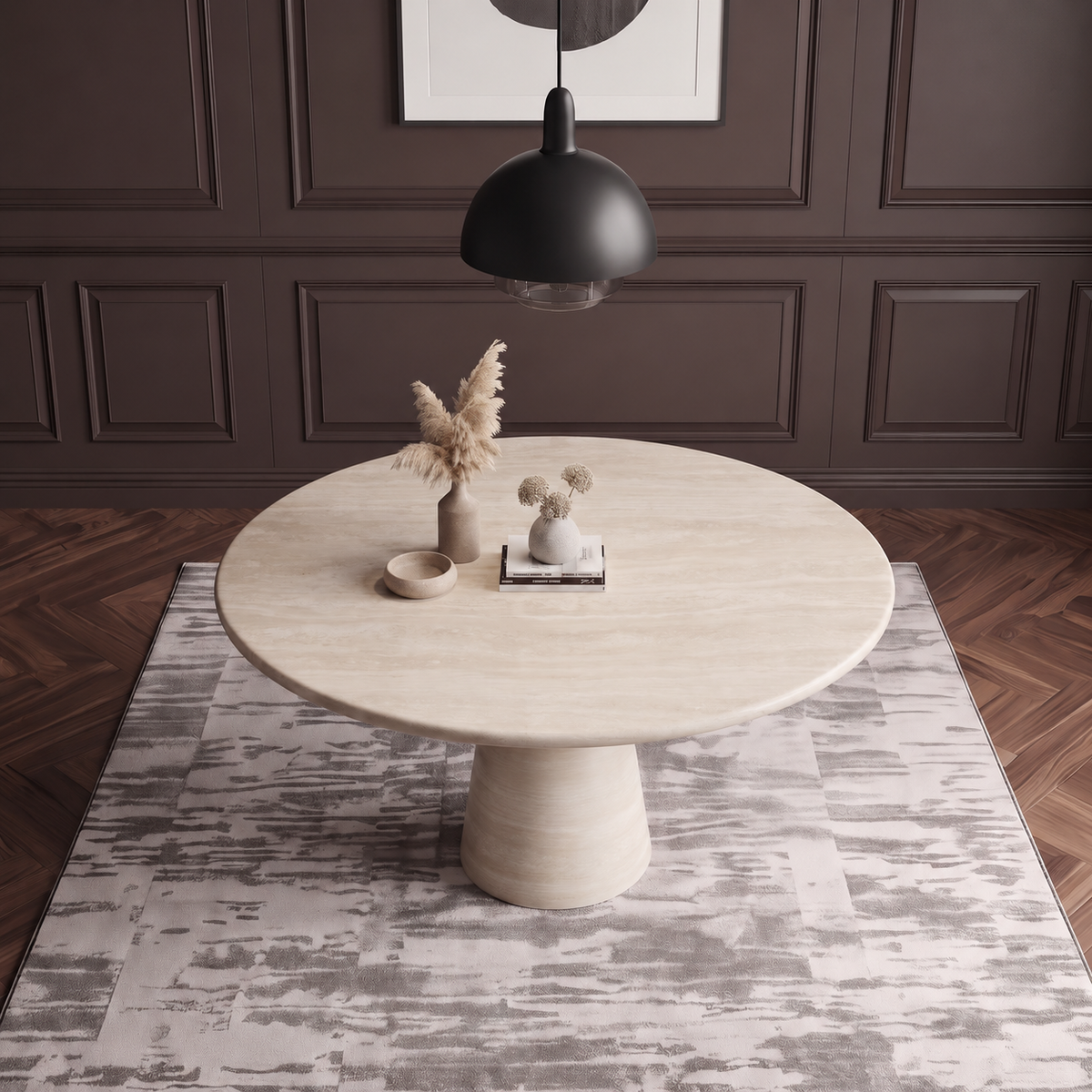 Ava Tapered Pedestal Marble Dining Table
