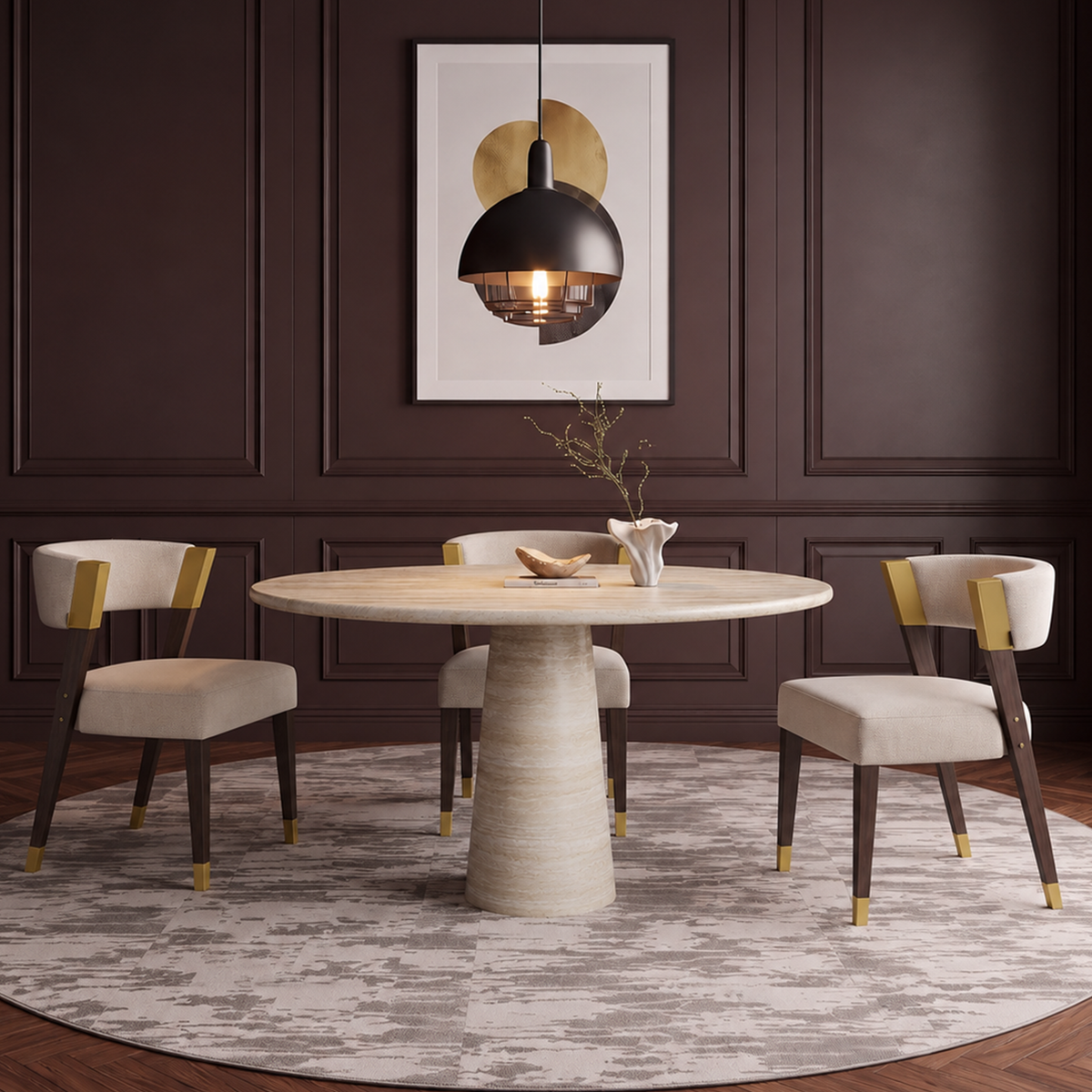 Ava Tapered Pedestal Marble Dining Table