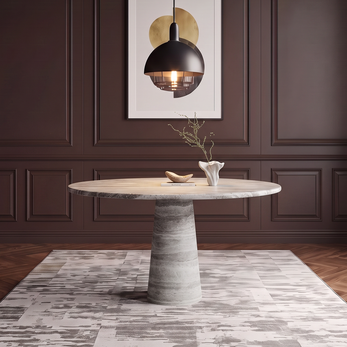 Ava Tapered Pedestal Marble Dining Table