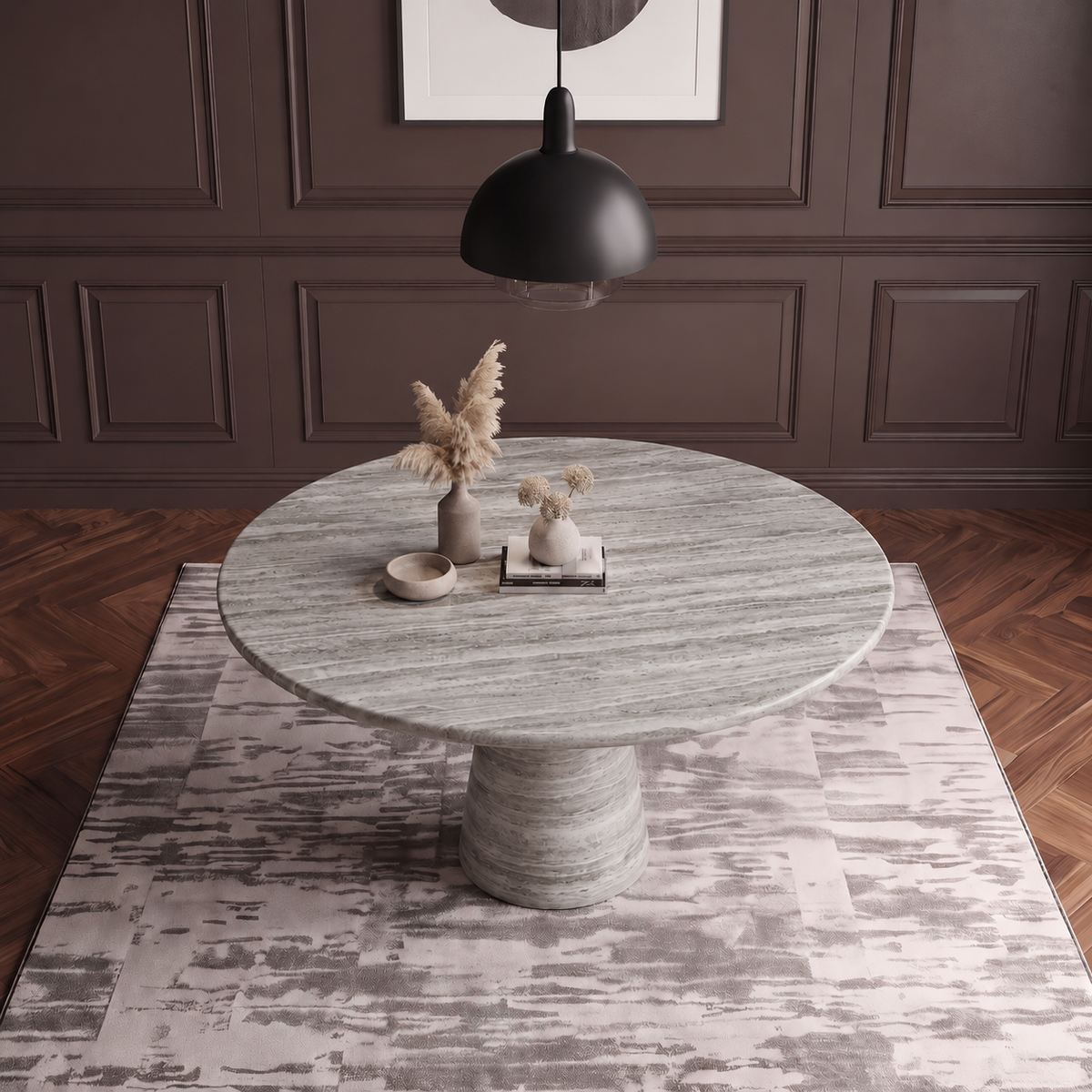 Ava Tapered Pedestal Marble Dining Table