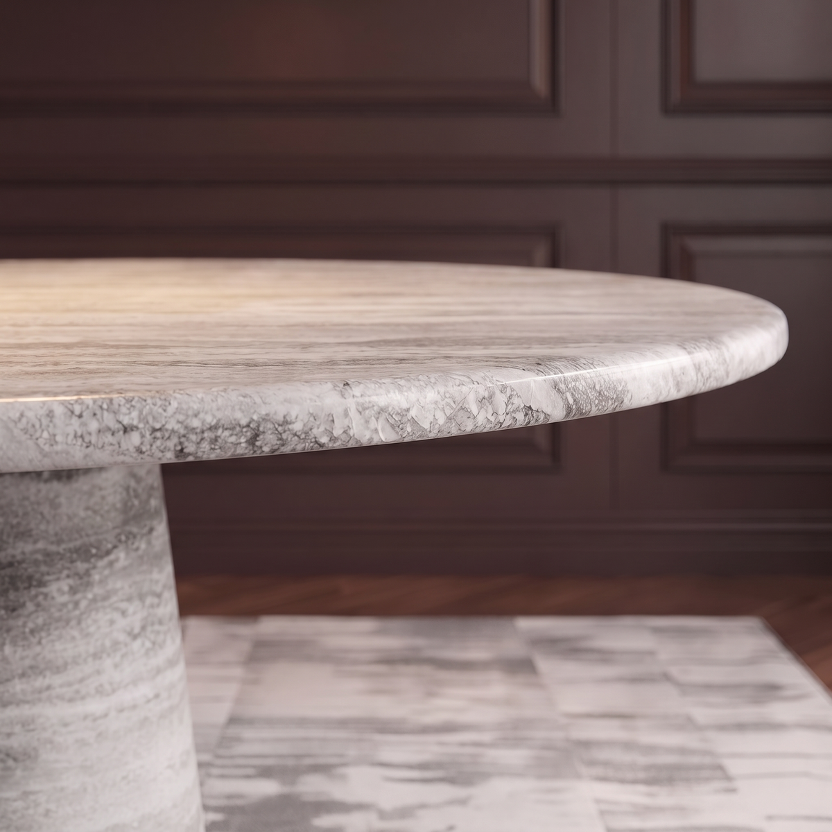 Ava Tapered Pedestal Marble Dining Table