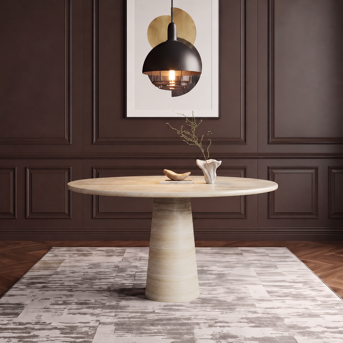 Ava Tapered Pedestal Marble Dining Table
