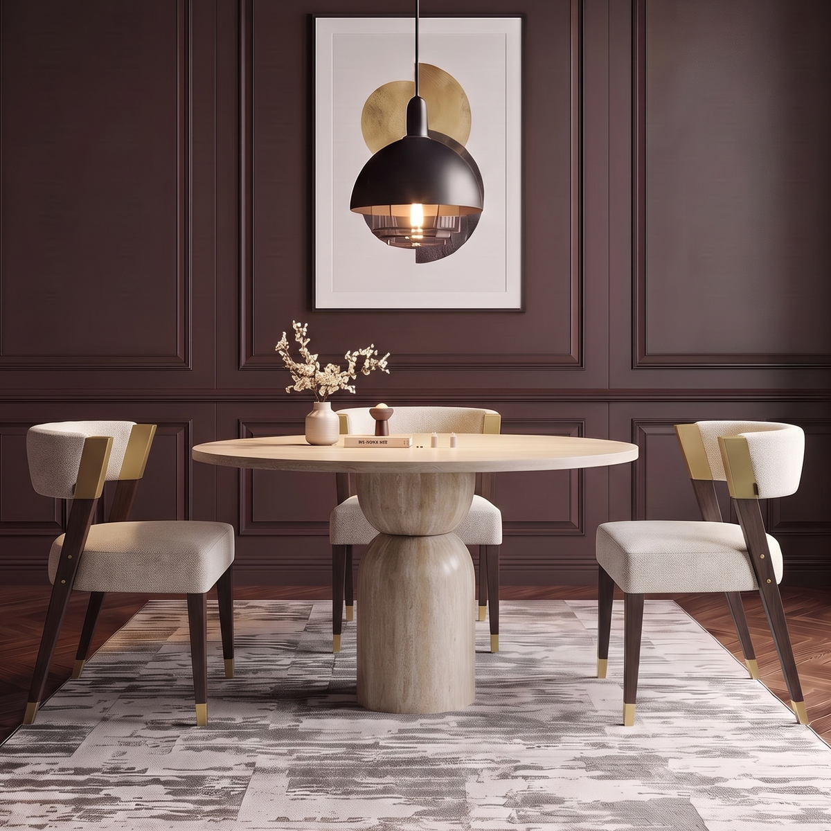 Zara Sculpted Pedestal Marble Dining Table