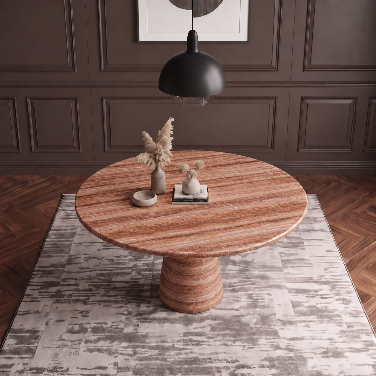 Ava Tapered Pedestal Marble Dining Table