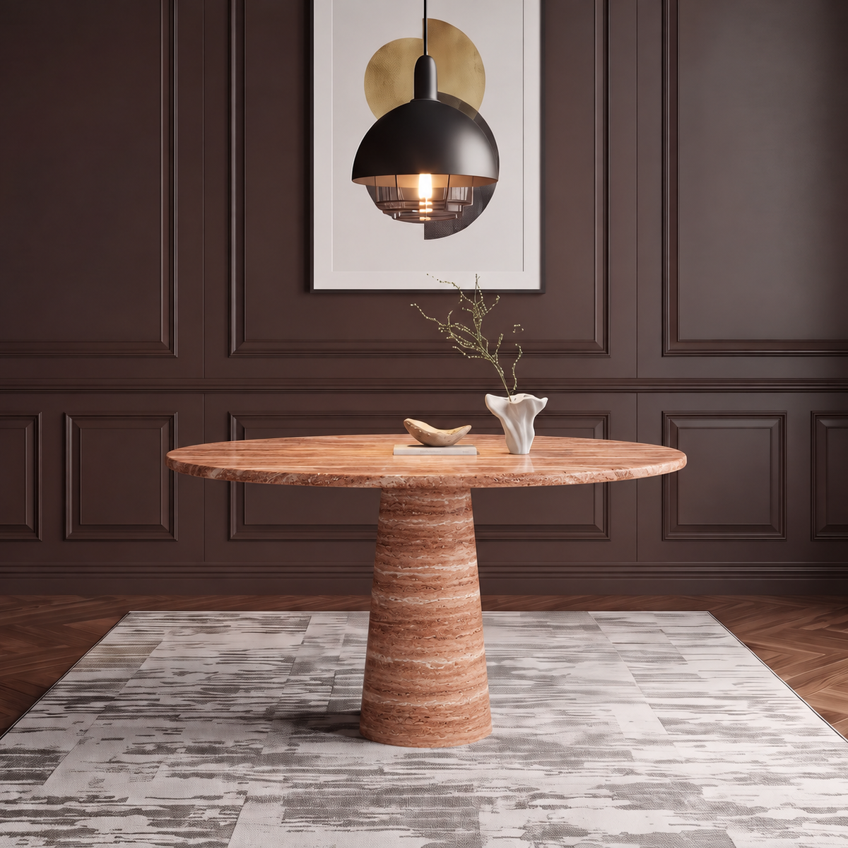 Ava Tapered Pedestal Marble Dining Table