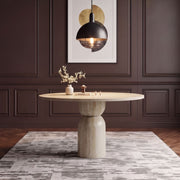 Zara Sculpted Pedestal Marble Dining Table