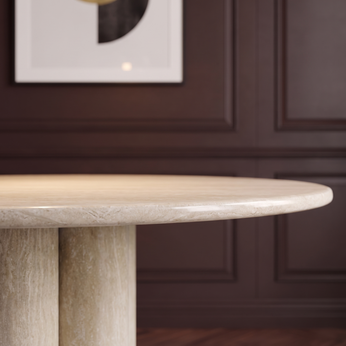 Maya Triple Pedestal Marble Dining Table