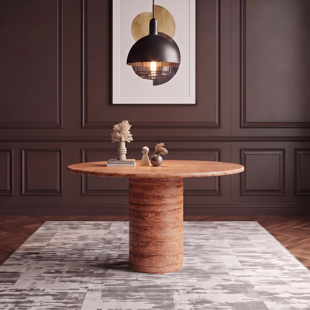 Como Round Pedestal Marble Dining Table