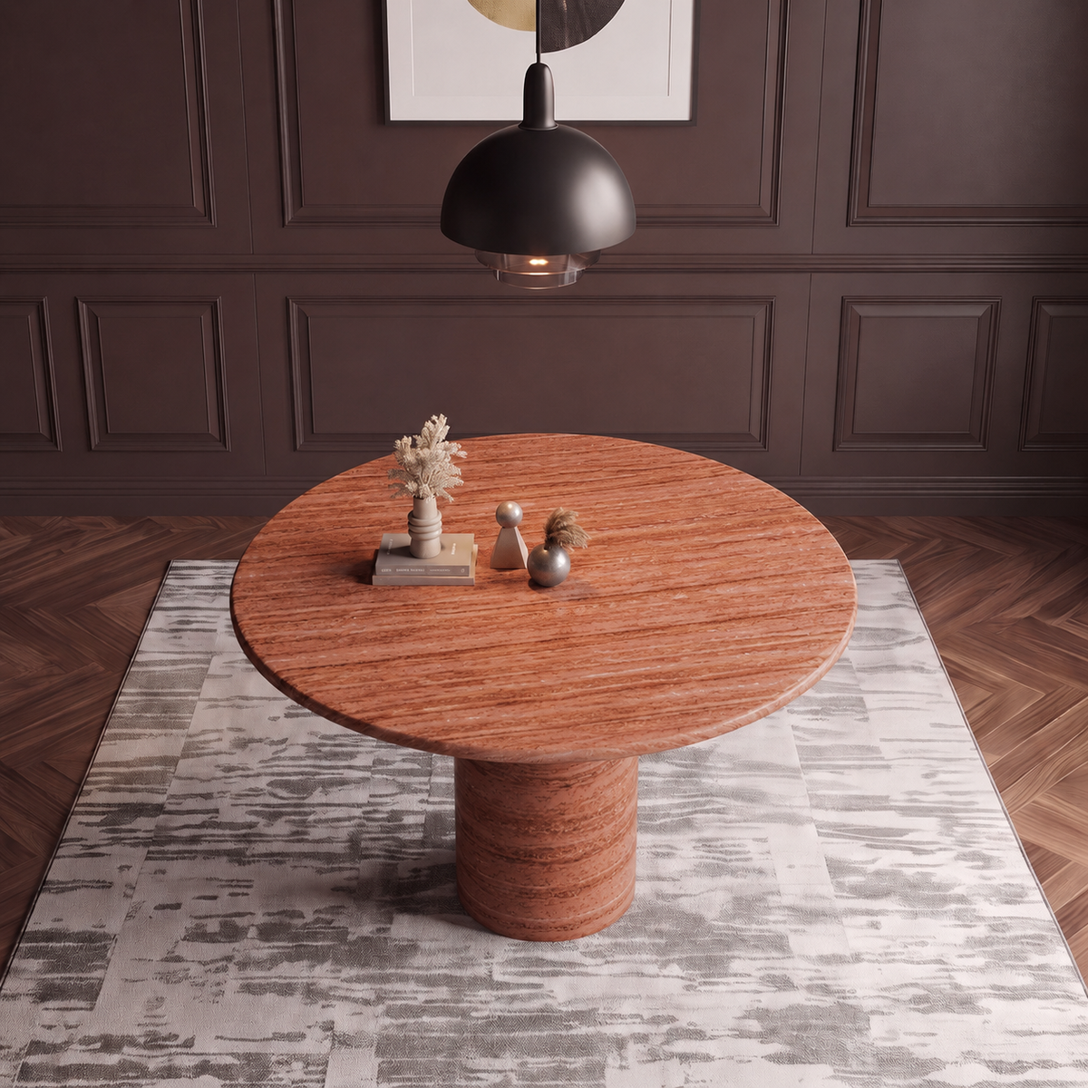 Como Round Pedestal Marble Dining Table