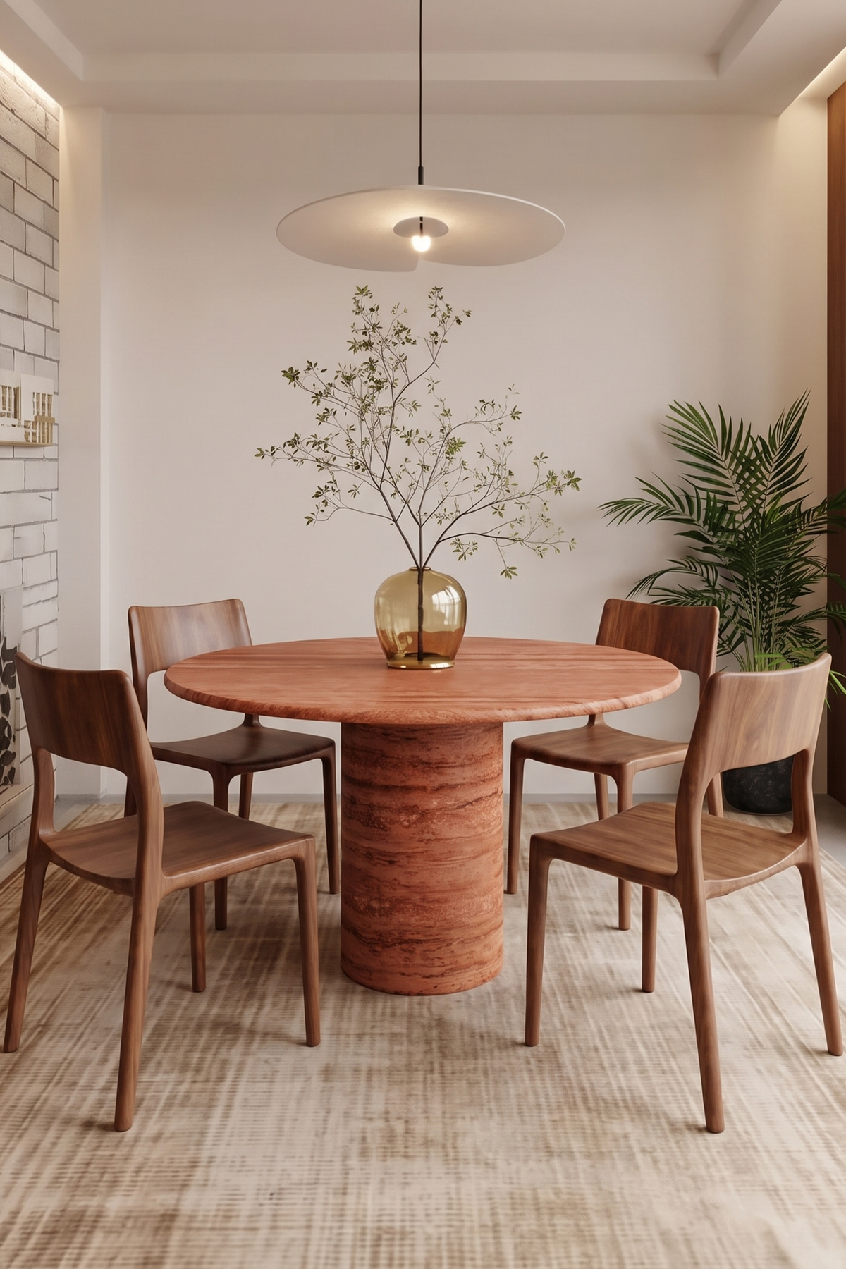 Como Round Pedestal Marble Dining Table