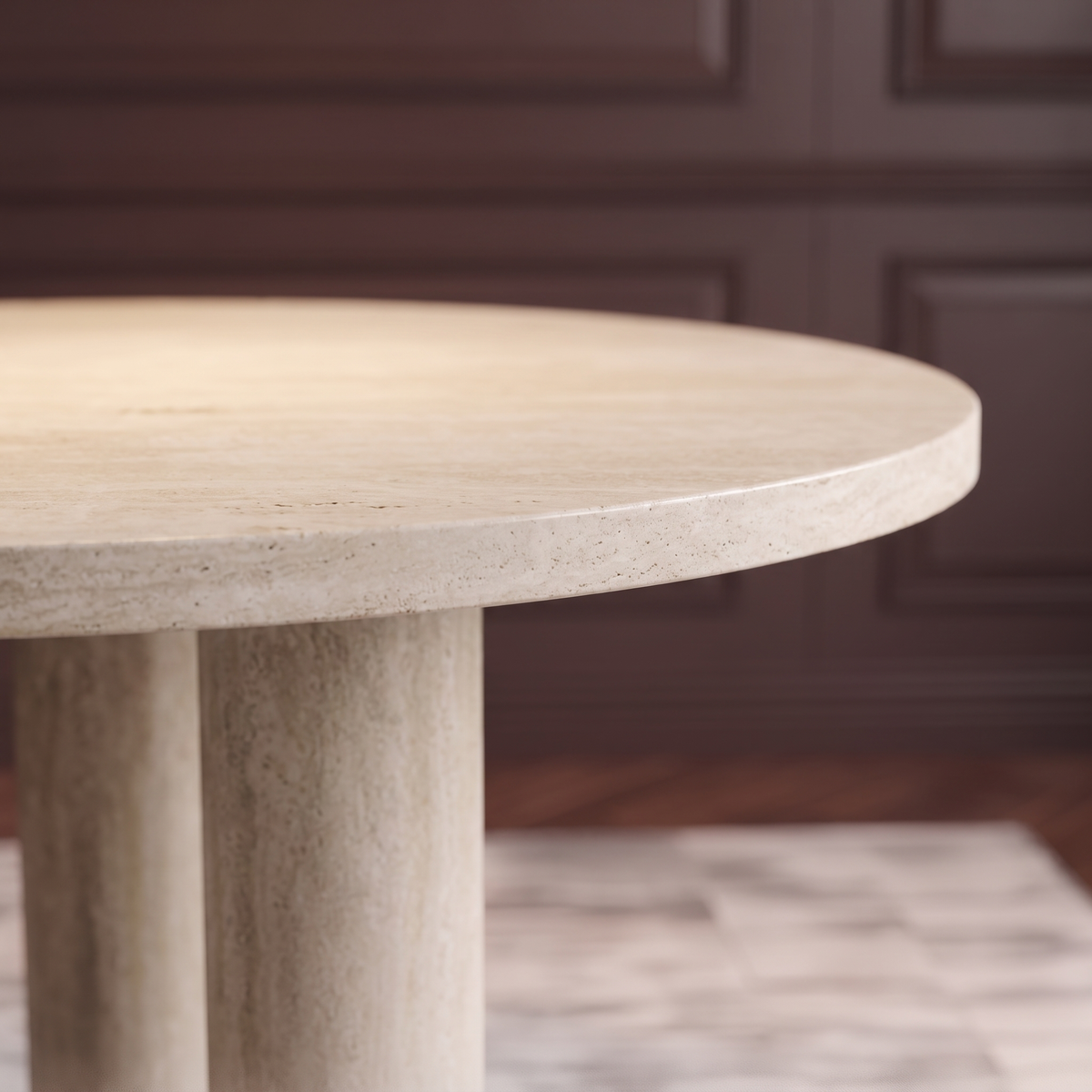 Torino Triple Pedestal Marble Dining Table