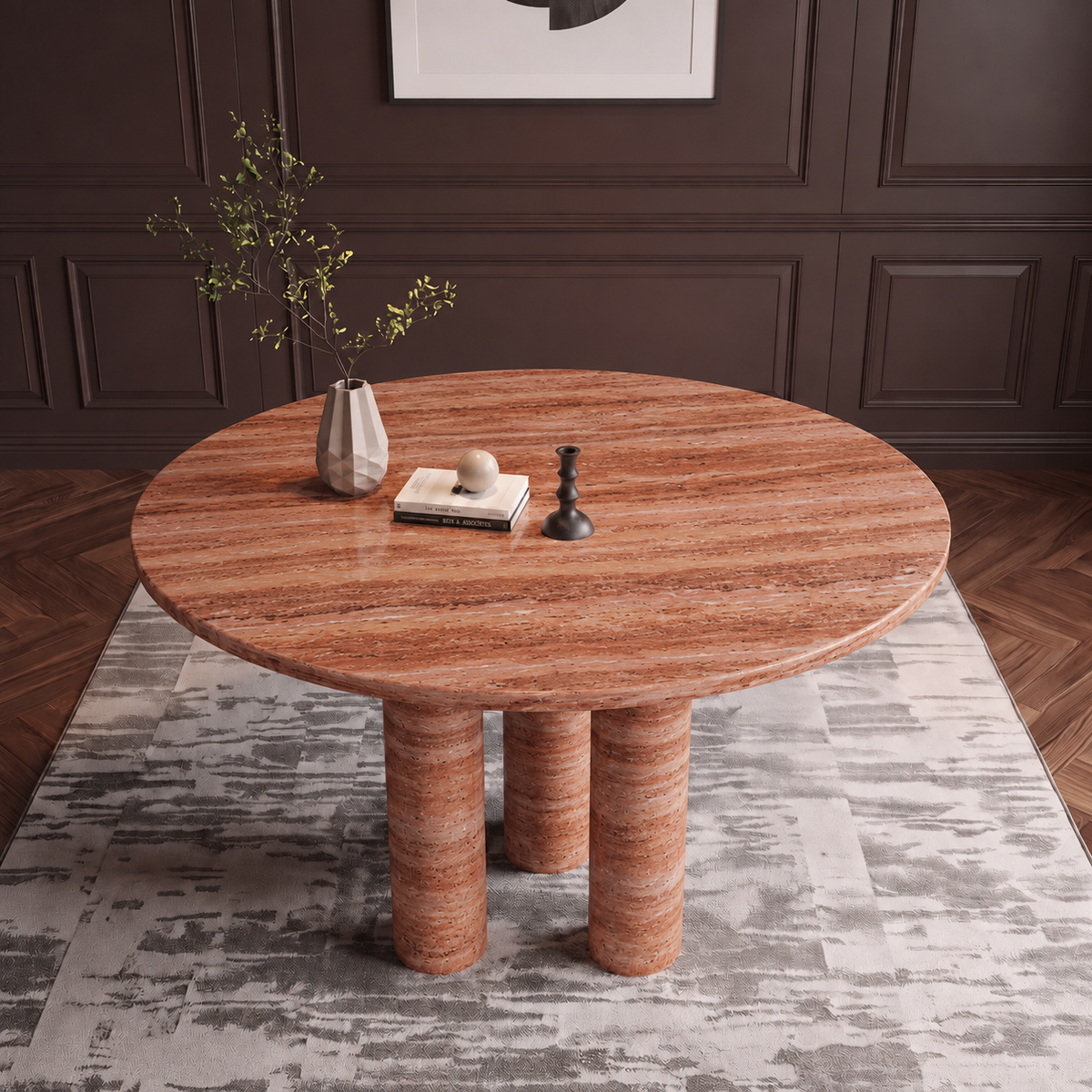 Torino Triple Pedestal Marble Dining Table