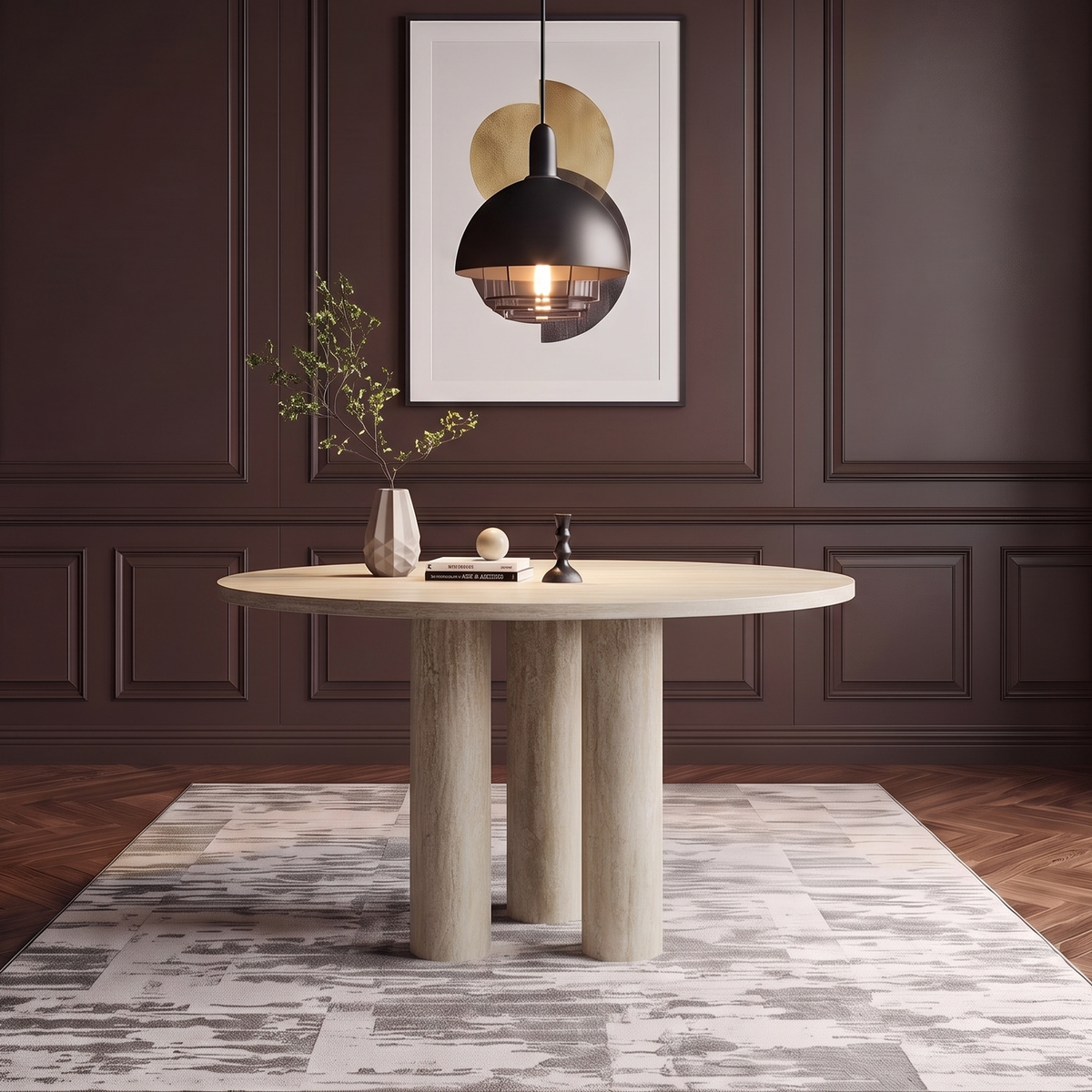 Torino Triple Pedestal Marble Dining Table