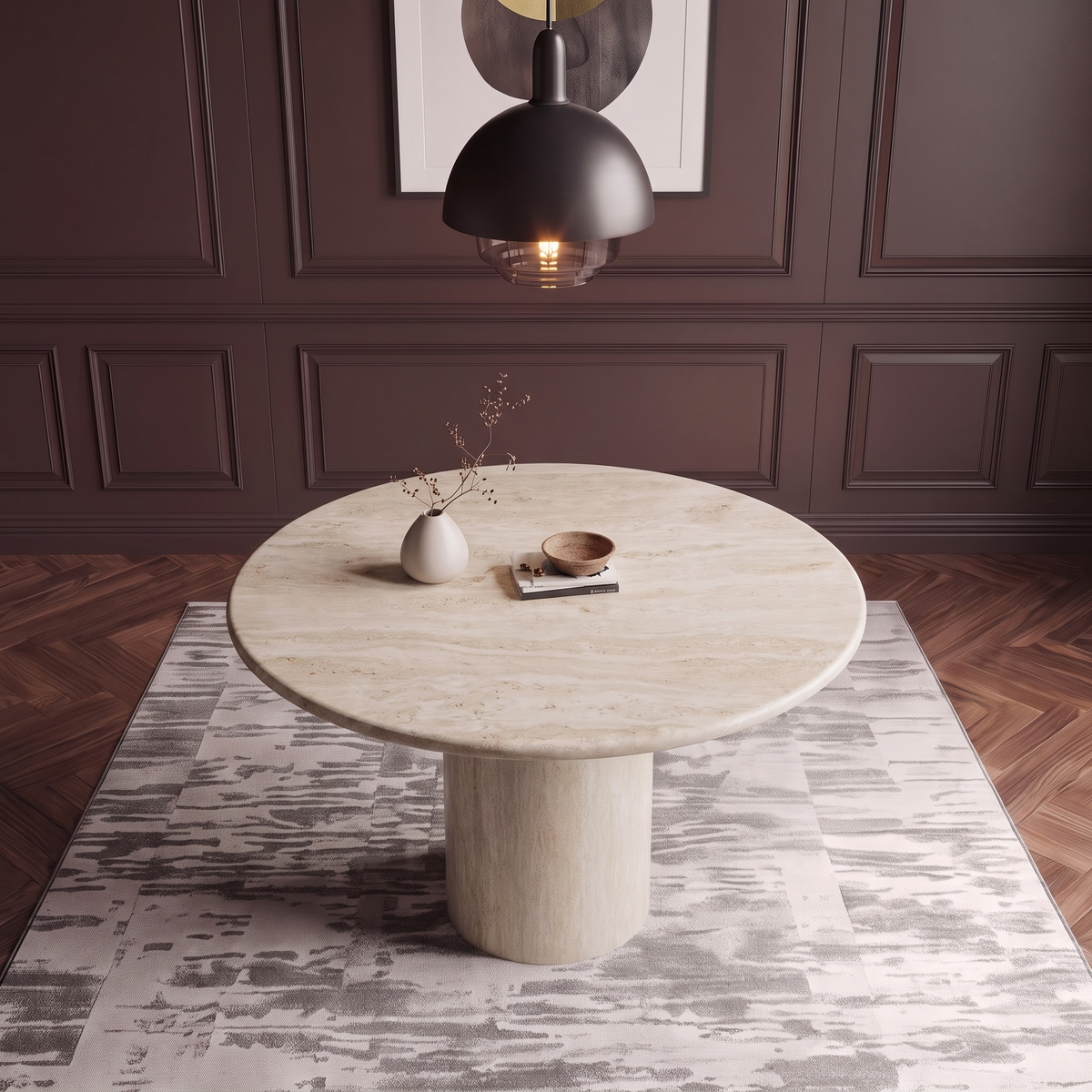 Milano Round Pedestal Marble Dining Table