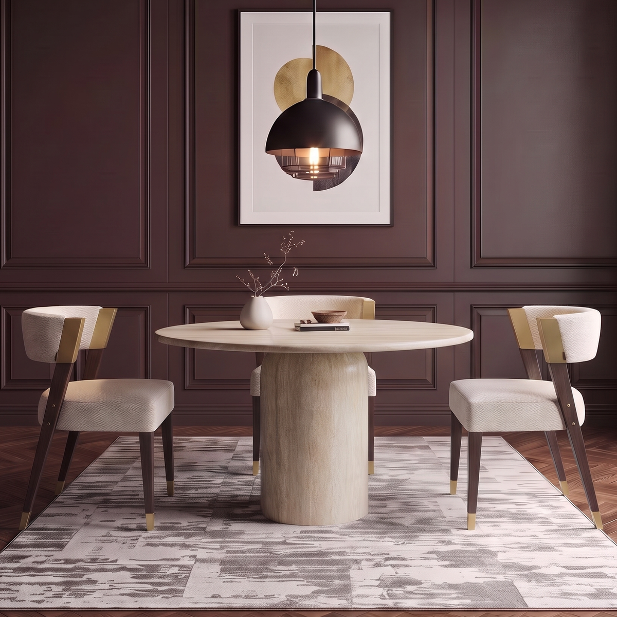 Milano Round Pedestal Marble Dining Table