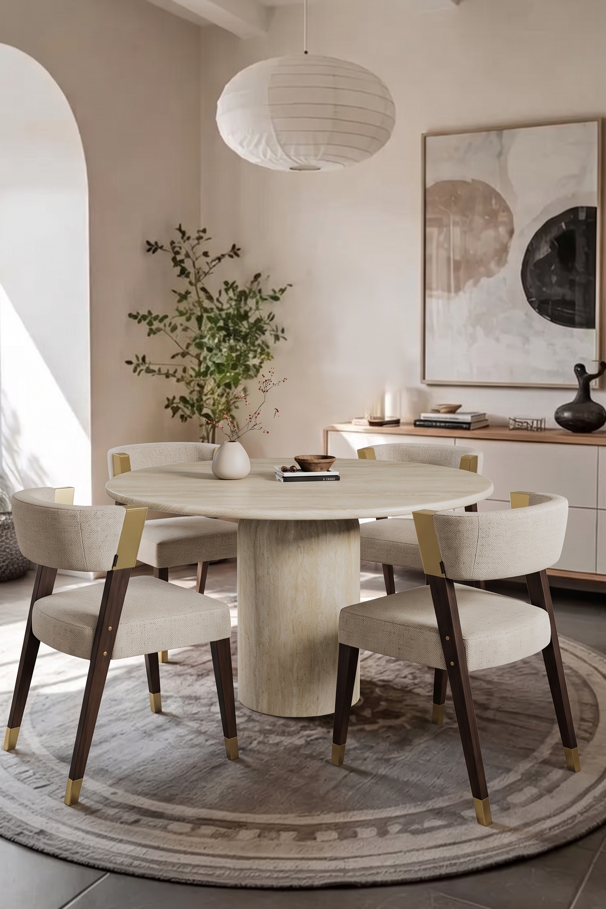 Milano Round Pedestal Marble Dining Table