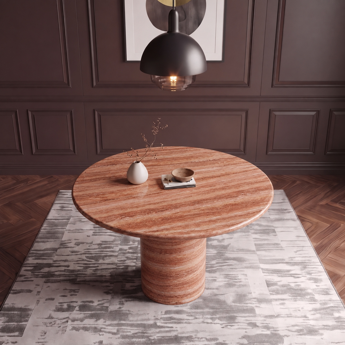 Milano Round Pedestal Marble Dining Table