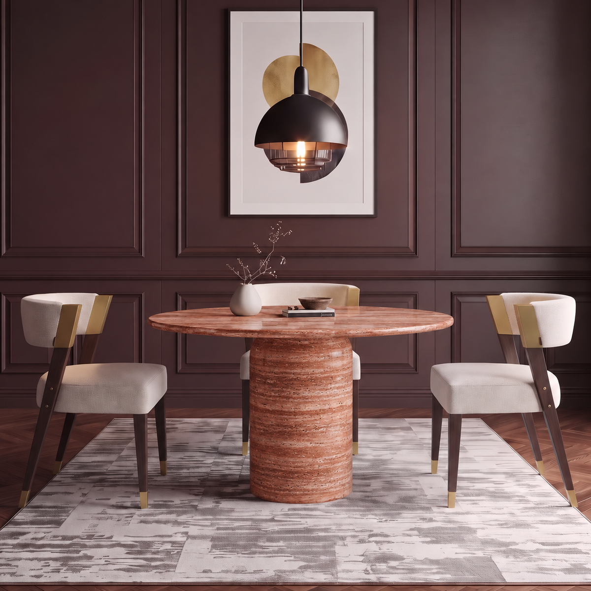 Milano Round Pedestal Marble Dining Table