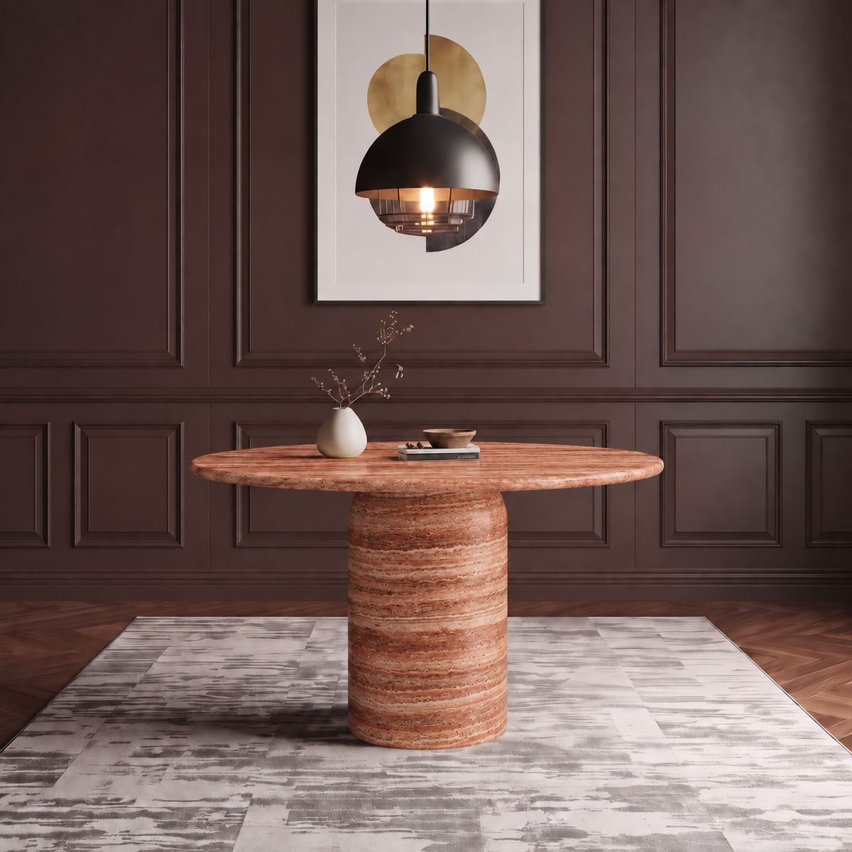 Milano Round Pedestal Marble Dining Table