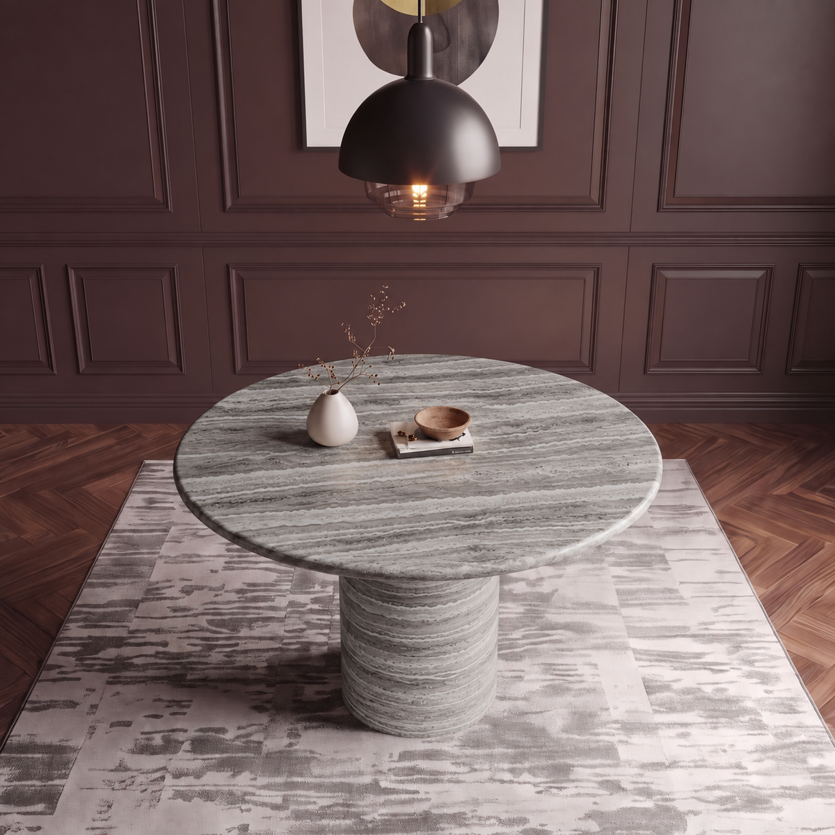 Milano Round Pedestal Marble Dining Table