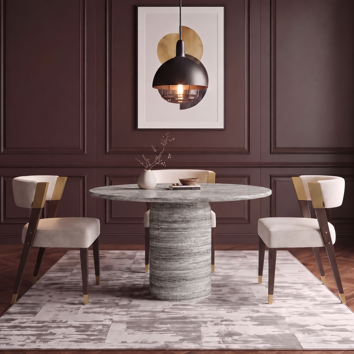 Milano Round Pedestal Marble Dining Table