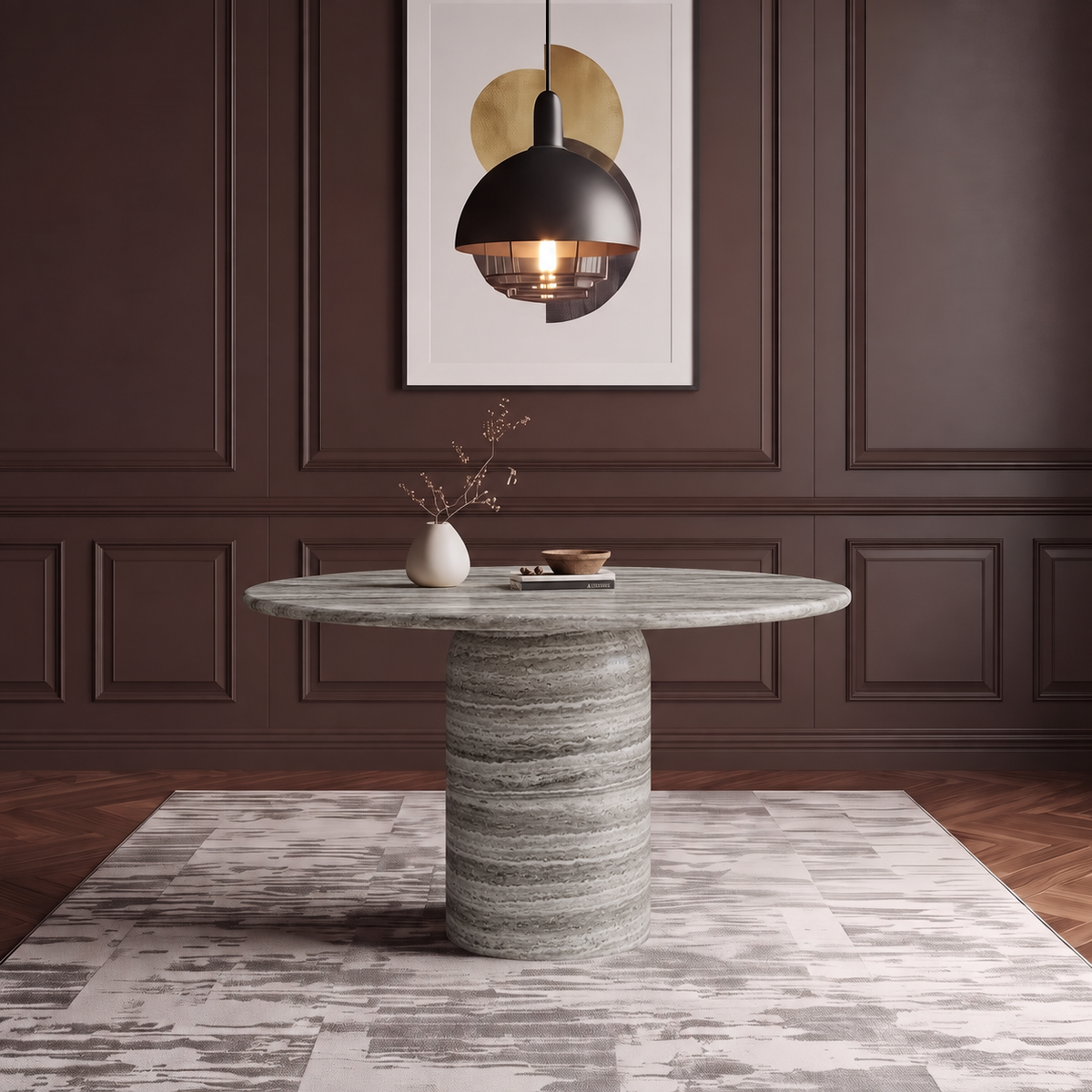 Milano Round Pedestal Marble Dining Table