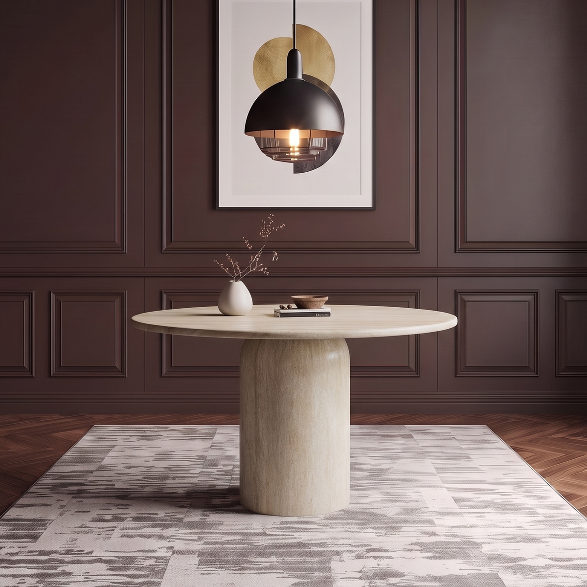 Milano Round Pedestal Marble Dining Table