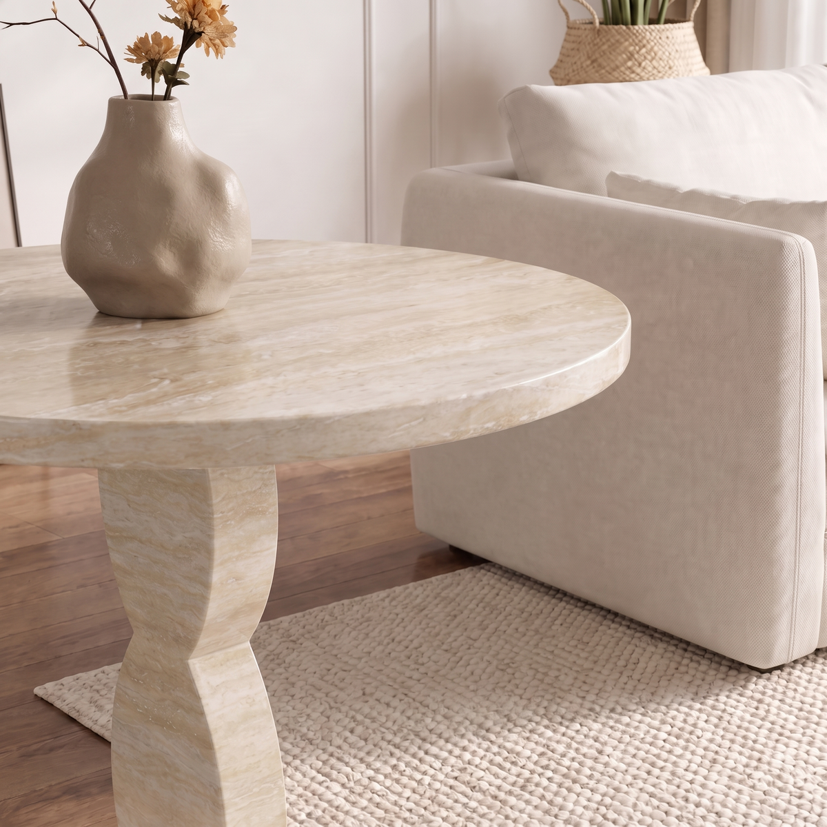 Zane Pedestal Marble Side Table