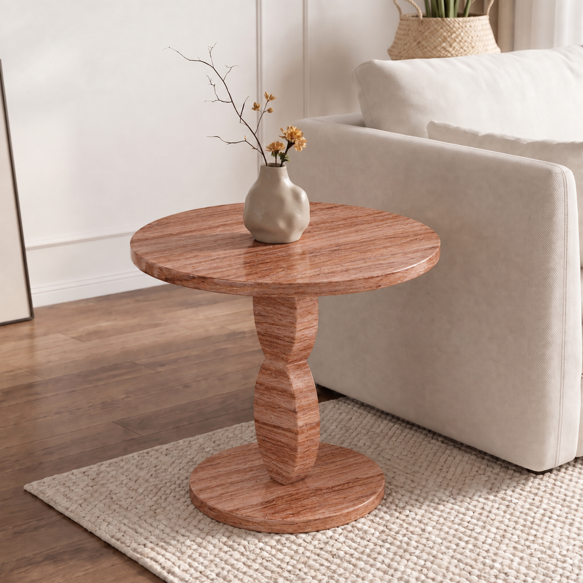 Zane Pedestal Marble Side Table
