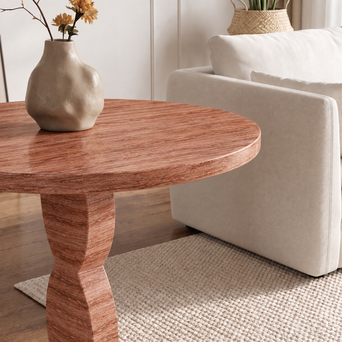 Zane Pedestal Marble Side Table
