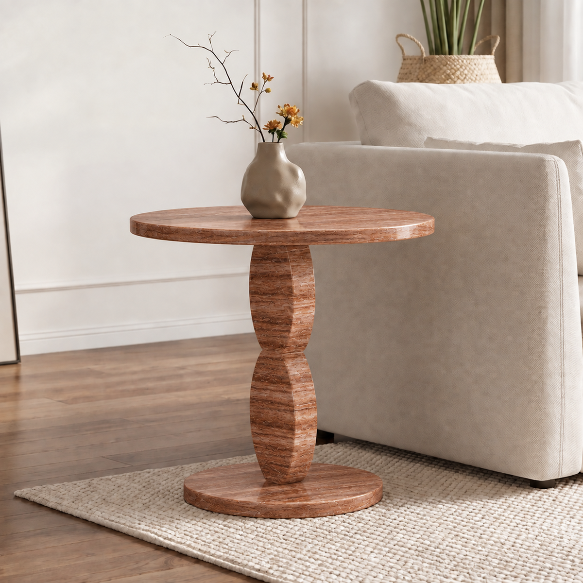 Zane Pedestal Marble Side Table