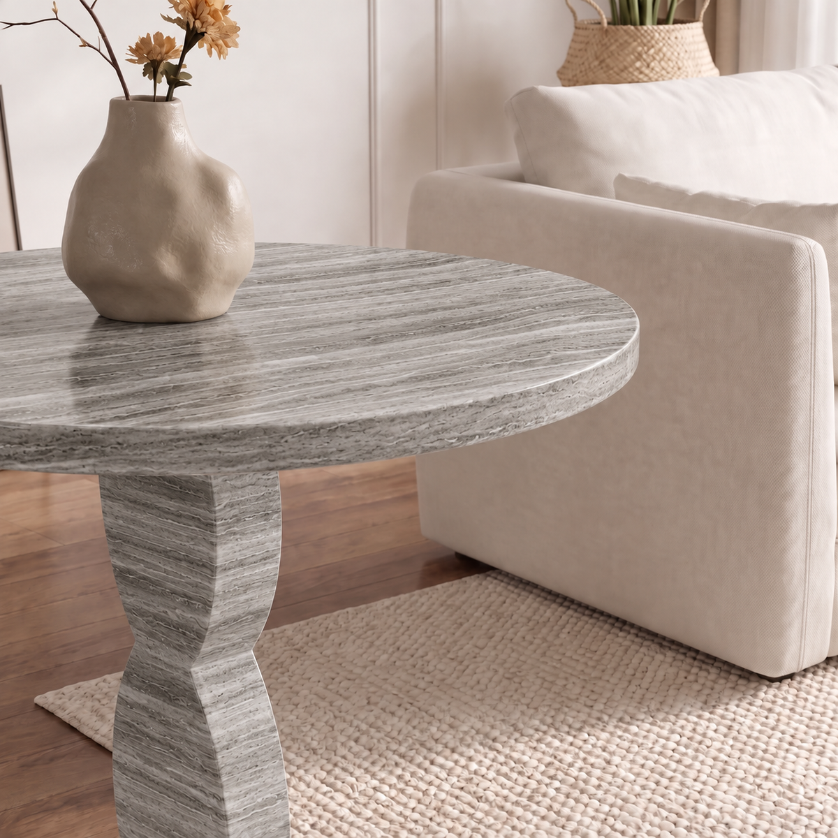 Zane Pedestal Marble Side Table