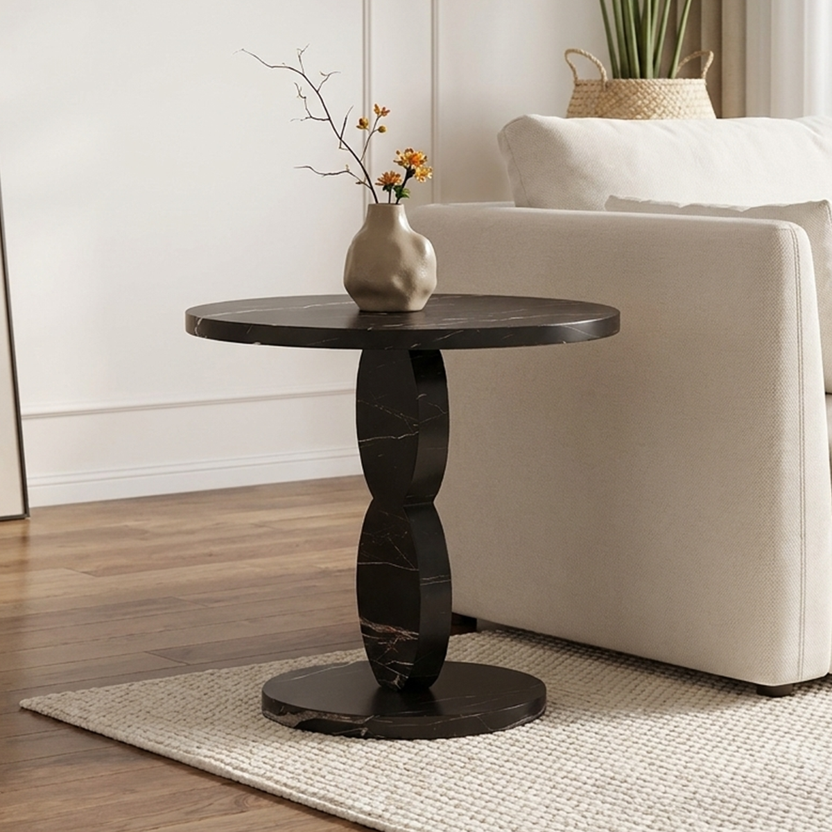 Zane Pedestal Marble Side Table