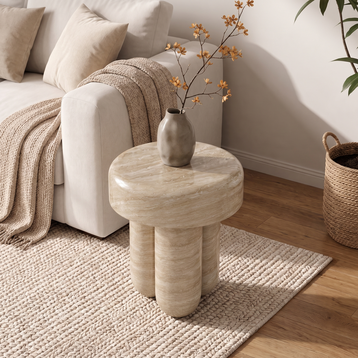 Quinn Rounded Marble Side Table