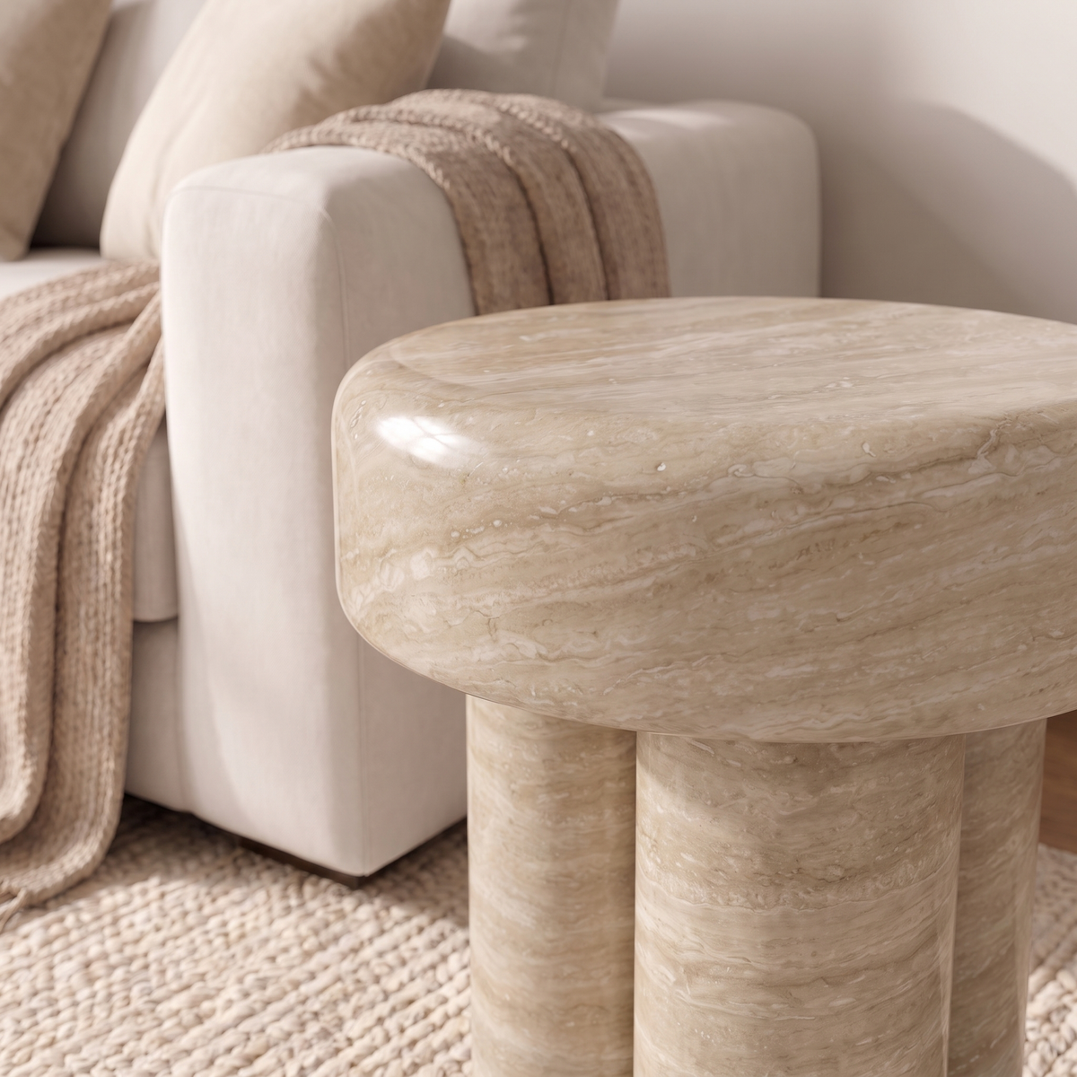 Quinn Rounded Marble Side Table