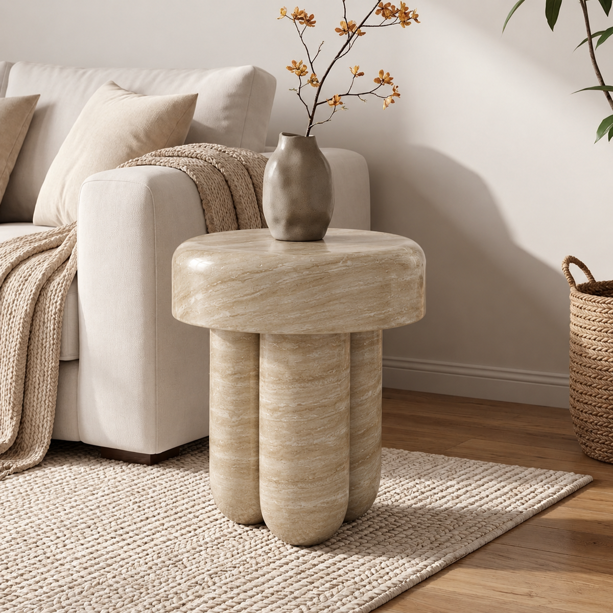 Quinn Rounded Marble Side Table