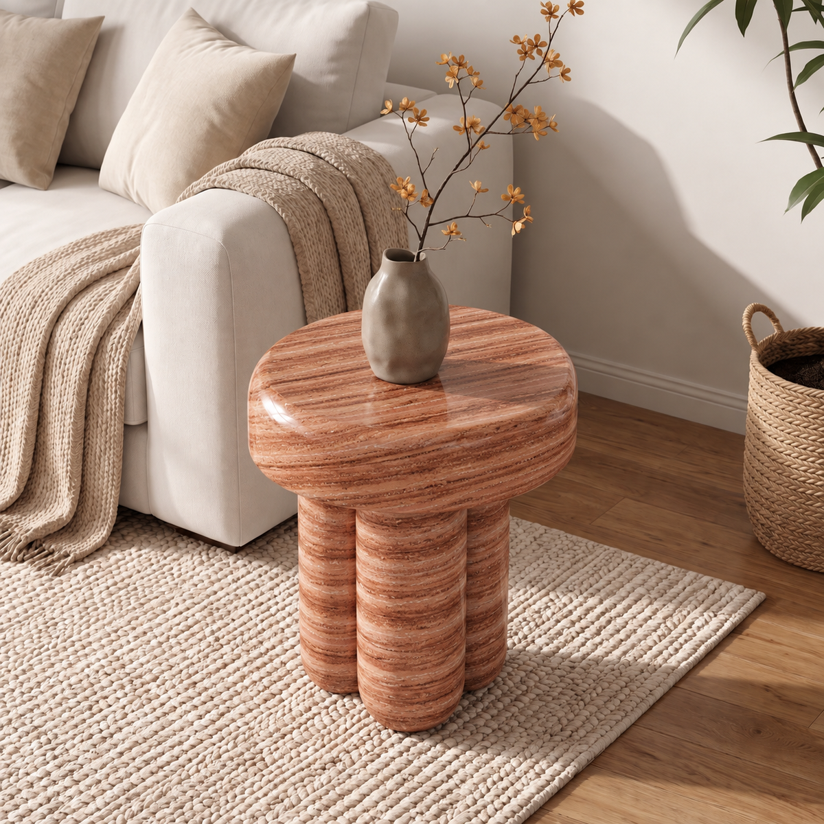 Quinn Rounded Marble Side Table