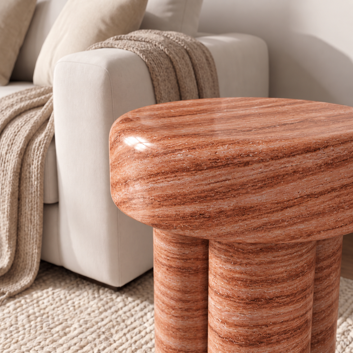 Quinn Rounded Marble Side Table