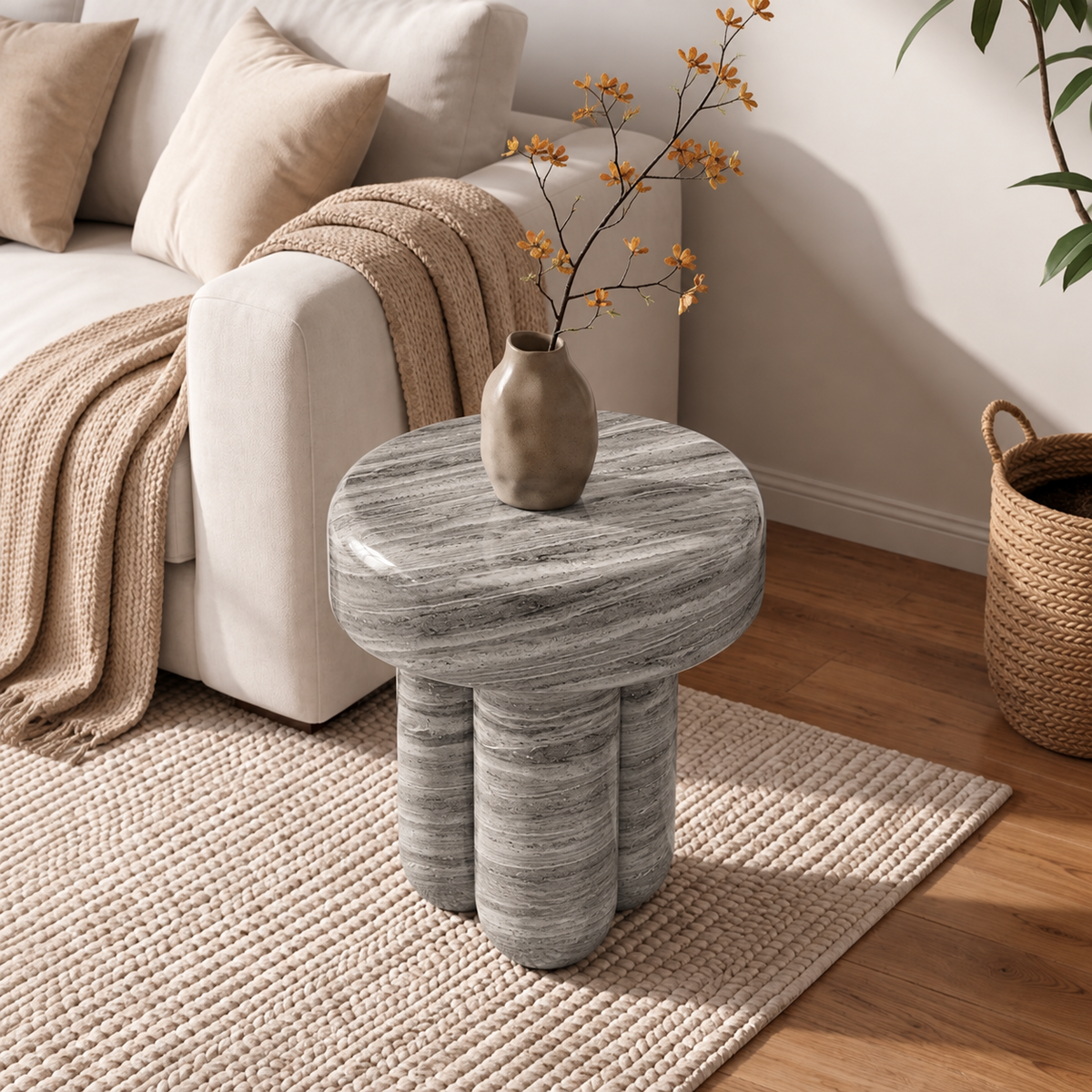 Quinn Rounded Marble Side Table