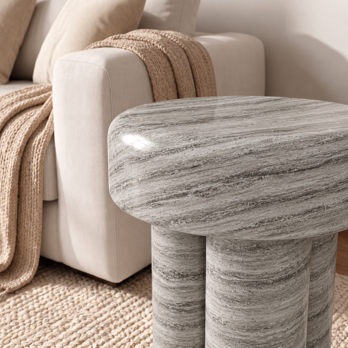 Quinn Rounded Marble Side Table