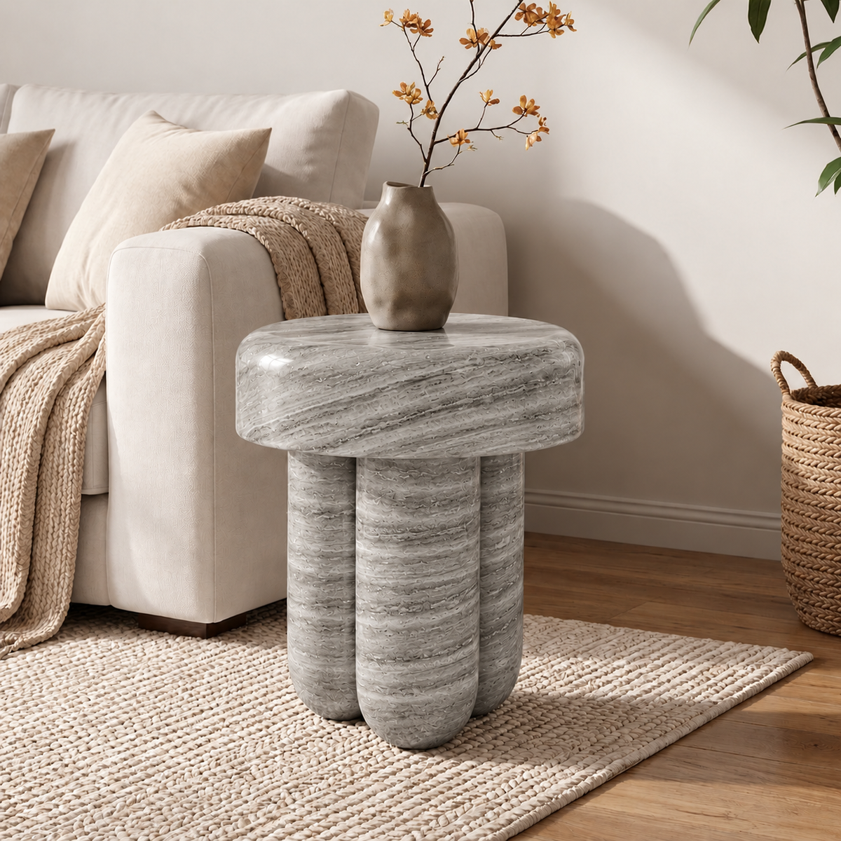 Quinn Rounded Marble Side Table