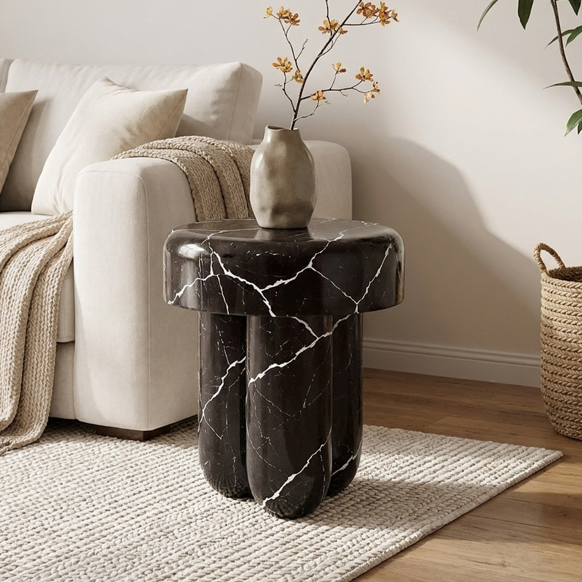 Quinn Rounded Marble Side Table