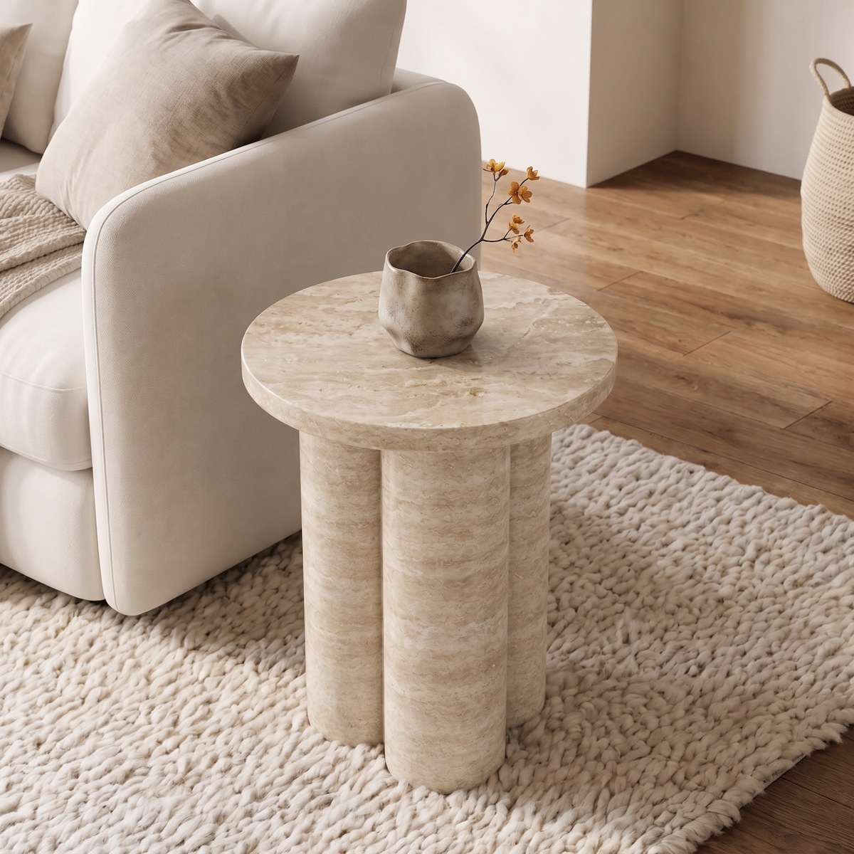 Orla Triple Cylinder Marble Side Table