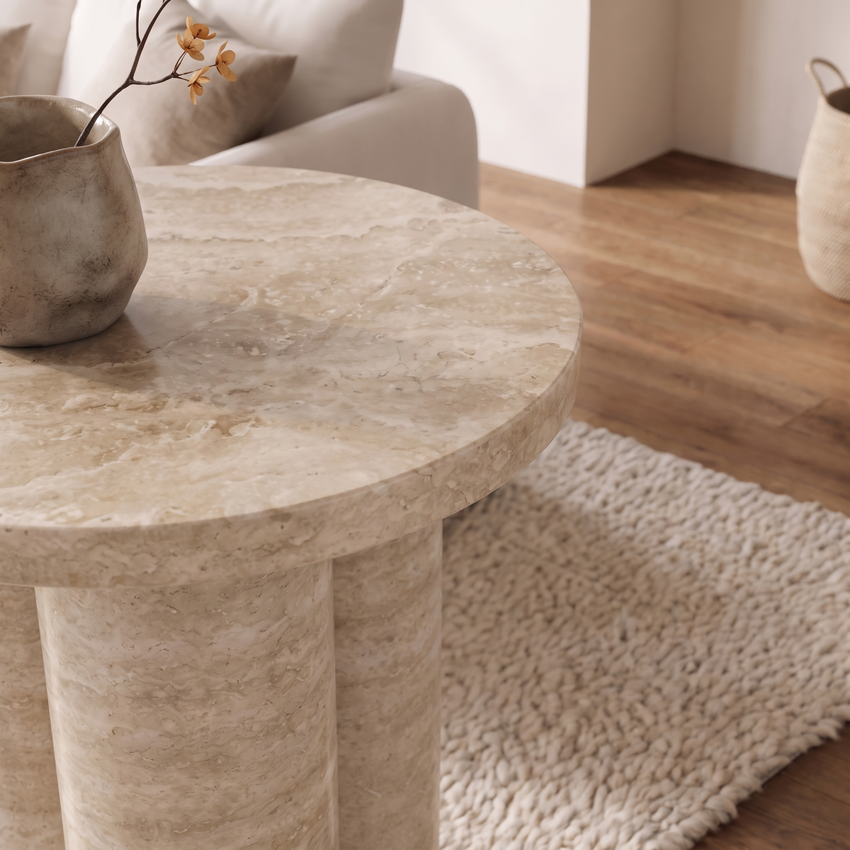 Orla Triple Cylinder Marble Side Table