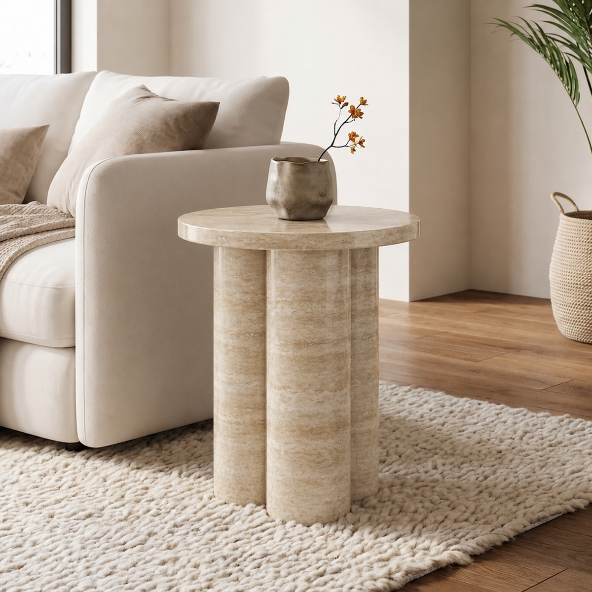 Orla Triple Cylinder Marble Side Table